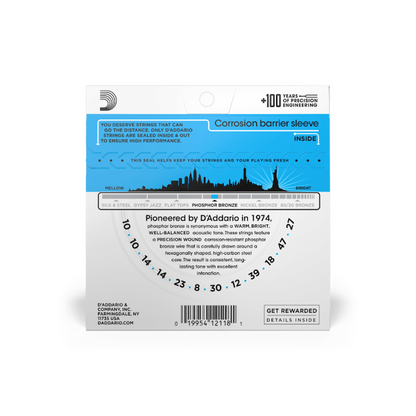 D'Addario 10-47 Light 12-String, Phosphor Bronze Acoustic Guitar Strings - EJ38