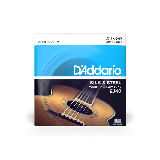 D'Addario EJ40 Silk & Steel Acoustic Guitar Strings (11-47) Light