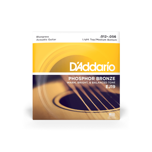 D'Addario EJ19 12-56 Light Top/Medium Bottom Bluegrass, Phosphor Bronze Acoustic Guitar Strings