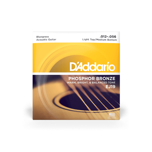 D'Addario EJ19 12-56 Light Top/Medium Bottom Bluegrass, Phosphor Bronze Acoustic Guitar Strings