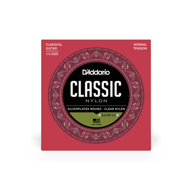 D'Addario EJ27N 1/2 Normal Tension 1/2 Size, Classic Nylon Student Classical Guitar & Guitalele Strings