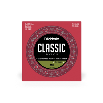 D'Addario EJ27N 1/2 Normal Tension 1/2 Size, Classic Nylon Student Classical Guitar & Guitalele Strings