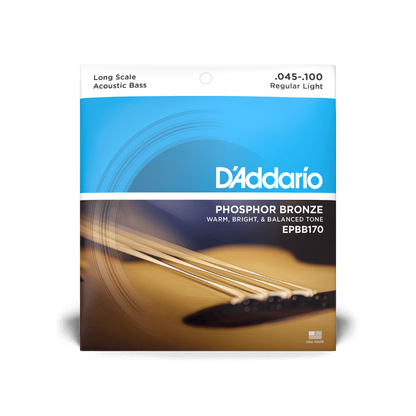 D'Addario EPBB170 Regular Light, Long Scale, Phosphor Bronze Acoustic Bass Strings (45-100)