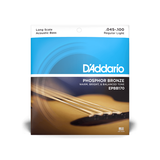 D'Addario EPBB170 Regular Light, Long Scale, Phosphor Bronze Acoustic Bass Strings (45-100)