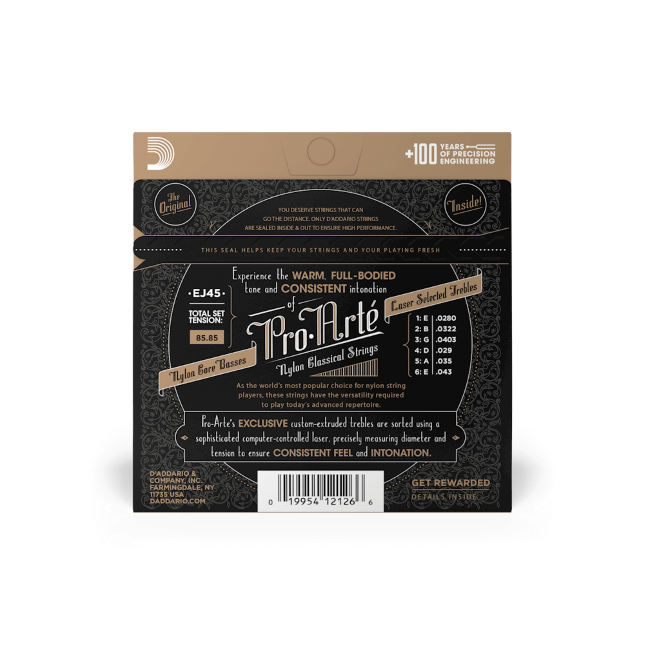 D'Addario EJ45 Normal Tension, Pro-Arté Nylon Classical Guitar Strings