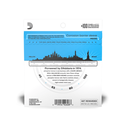 D'Addario EPBB170 Regular Light, Long Scale, Phosphor Bronze Acoustic Bass Strings (45-100)
