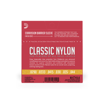 D'Addario Normal Tension 3/4 Size, Classic Nylon Student Classical Guitar Strings - EJ27N 3/4