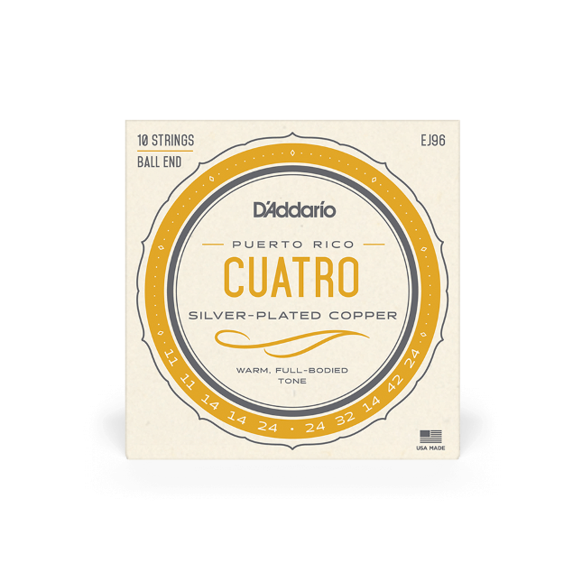 D'Addario EJ96 Cuatro-Puerto Rico, 10-String, Silver Plated Copper