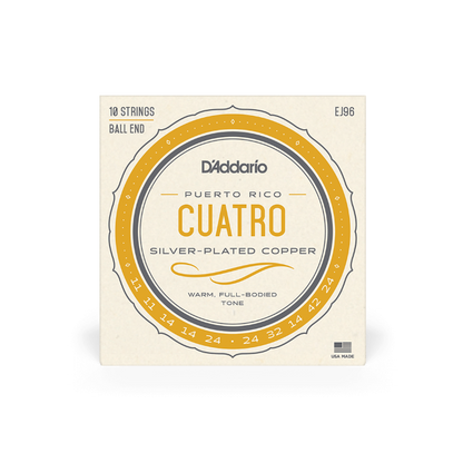 D'Addario EJ96 Cuatro-Puerto Rico, 10-String, Silver Plated Copper