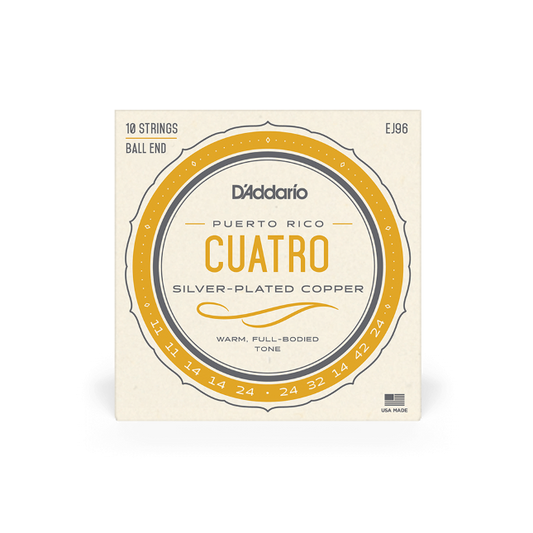 D'Addario EJ96 Cuatro-Puerto Rico, 10-String, Silver Plated Copper