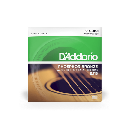 D'Addario 14-59 Heavy, Phosphor Bronze Acoustic Guitar Strings - Ej18