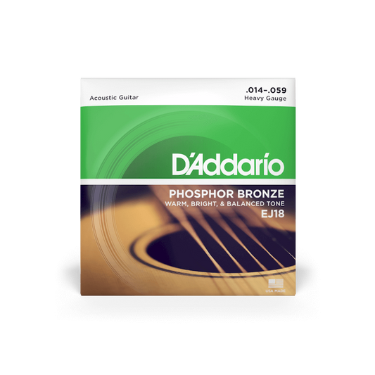 D'Addario 14-59 Heavy, Phosphor Bronze Acoustic Guitar Strings - Ej18