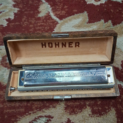 Hohner 64 Chromonica w/ Hohner Wood Case (USED) "Made In Germany"