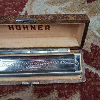 Hohner 64 Chromonica w/ Hohner Wood Case (USED) "Made In Germany"