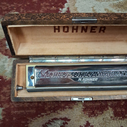Hohner 64 Chromonica w/ Hohner Wood Case (USED) "Made In Germany"