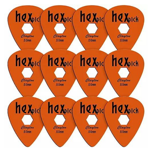 Clayton Hex Standard Guitar Picks - .60 mm - Orange - 12- Pack - HX60/12