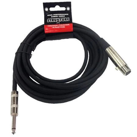 Strukture 20ft HiZ Microphone Cable (XLR female to 1/4" male) - Black - SMCHZ20